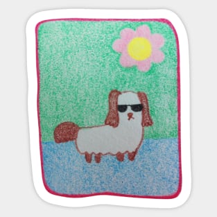 Doge sunglasses, Character dog, Pencil color drawing Sticker